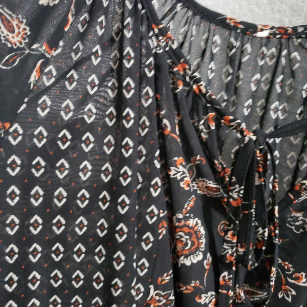 Red and black office blouse